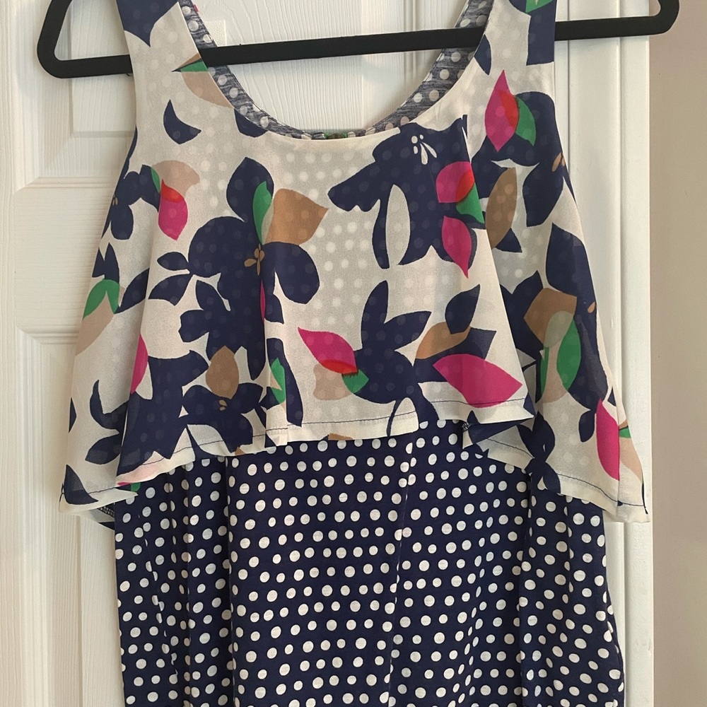 Anthropologie XS floral polka dot tank meadow rue